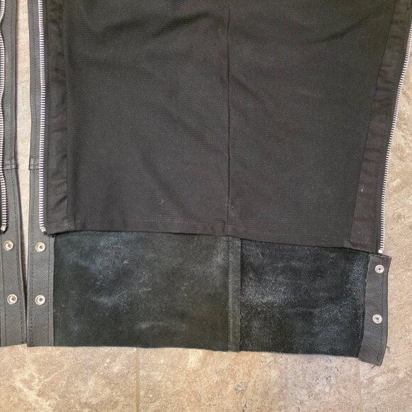 Vintage asphalt black zipper Leather Motorcycle Biker Chaps Mens XXL - Picture 16 of 16